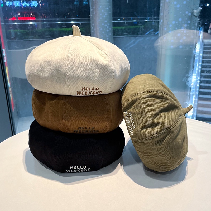 Mũ Beret Thêu Chữ Phong Cách Vintage