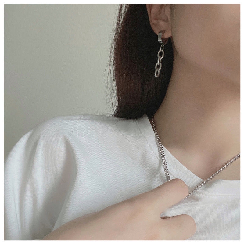 Bông tai thép titan không gỉ dạng dây xích hợp thời trang