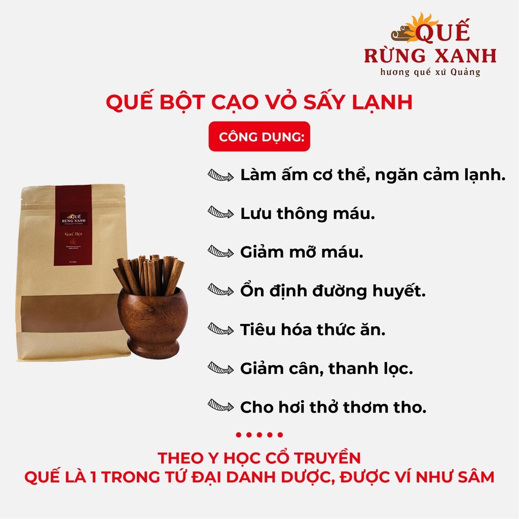 Quế bột cạo vỏ sấy lạnh túi 2kg Quế Rừng Xanh 100% nguyên chất giúp ổn định đường huyết