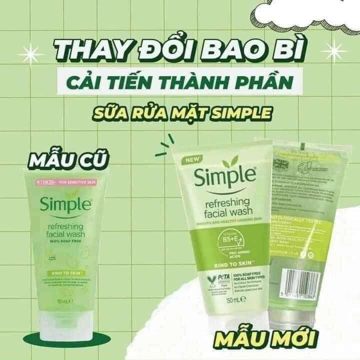 Sữa rữa mặt dạng gel - Simple Kind To Skin Refreshing Facial Wash Gel - 150ml
