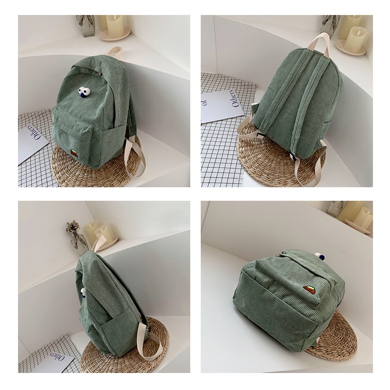 Ba Lô Đi Học / Du Lịch Vải Nhung Màu Trơn Dung Tích Lớn Đa Năng Thời Trang Mùa Đông Cho Nữ