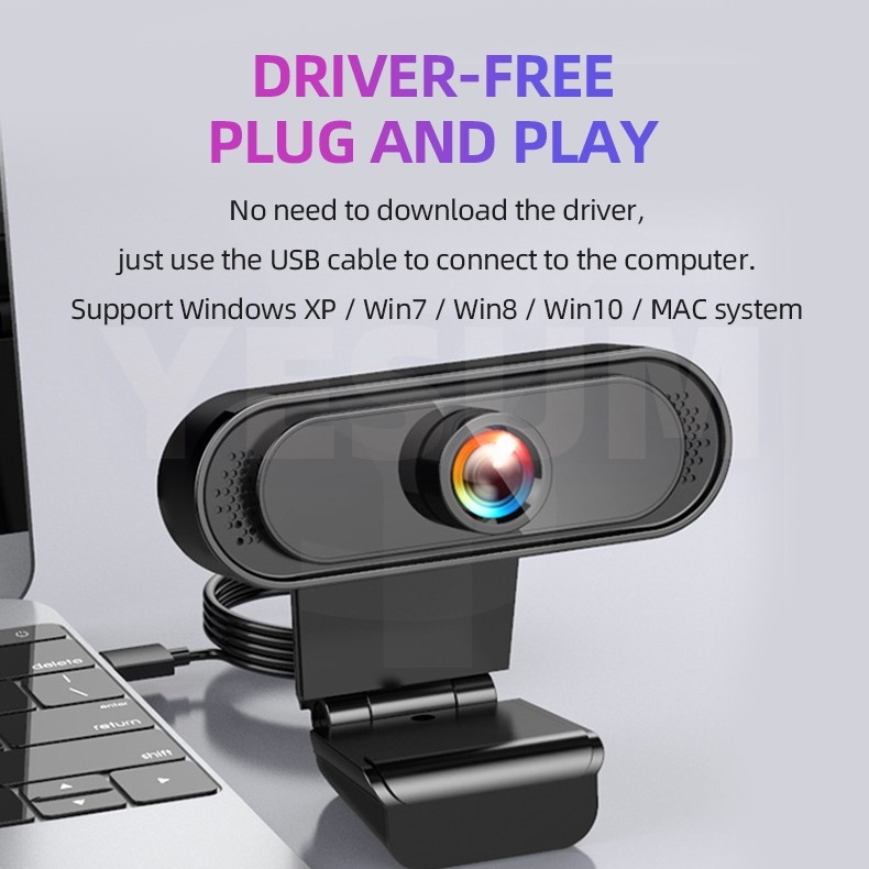 Webcam độ phân giải Hd 1080p rõ ràng tích hợp micro chất lượng cao cho Laptop/Máy tính/Window 7