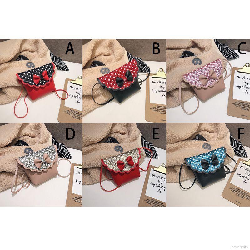 Túi xách đính nơ kim tuyến lấp lánh phong cách Hàn Quốc cho bé