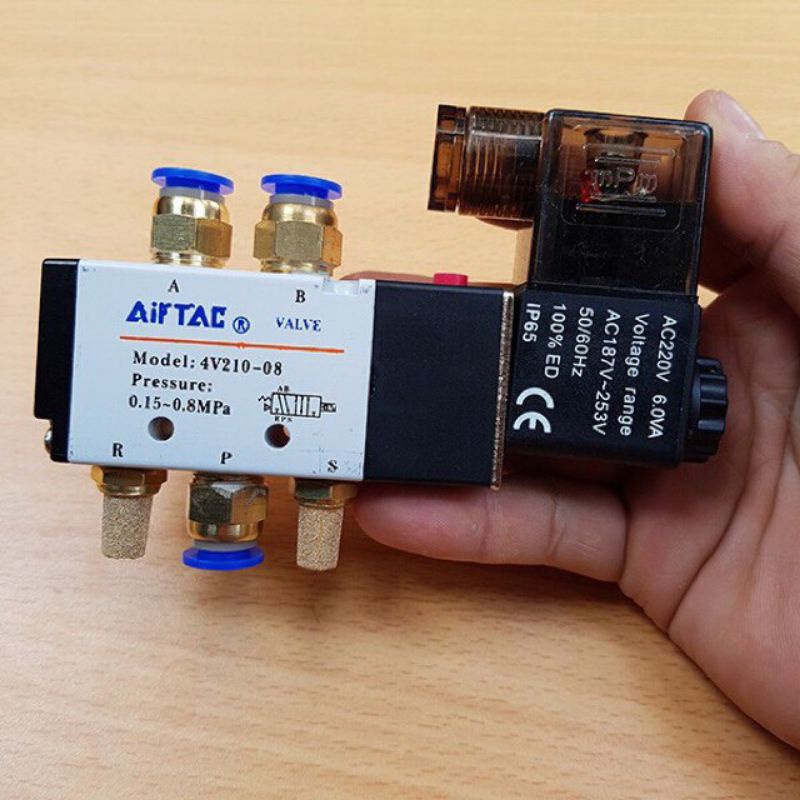 Van Điện Từ 4V210-08 AIRTAC - Van Điện Từ 1 Chiều AC220V Chính Hãng