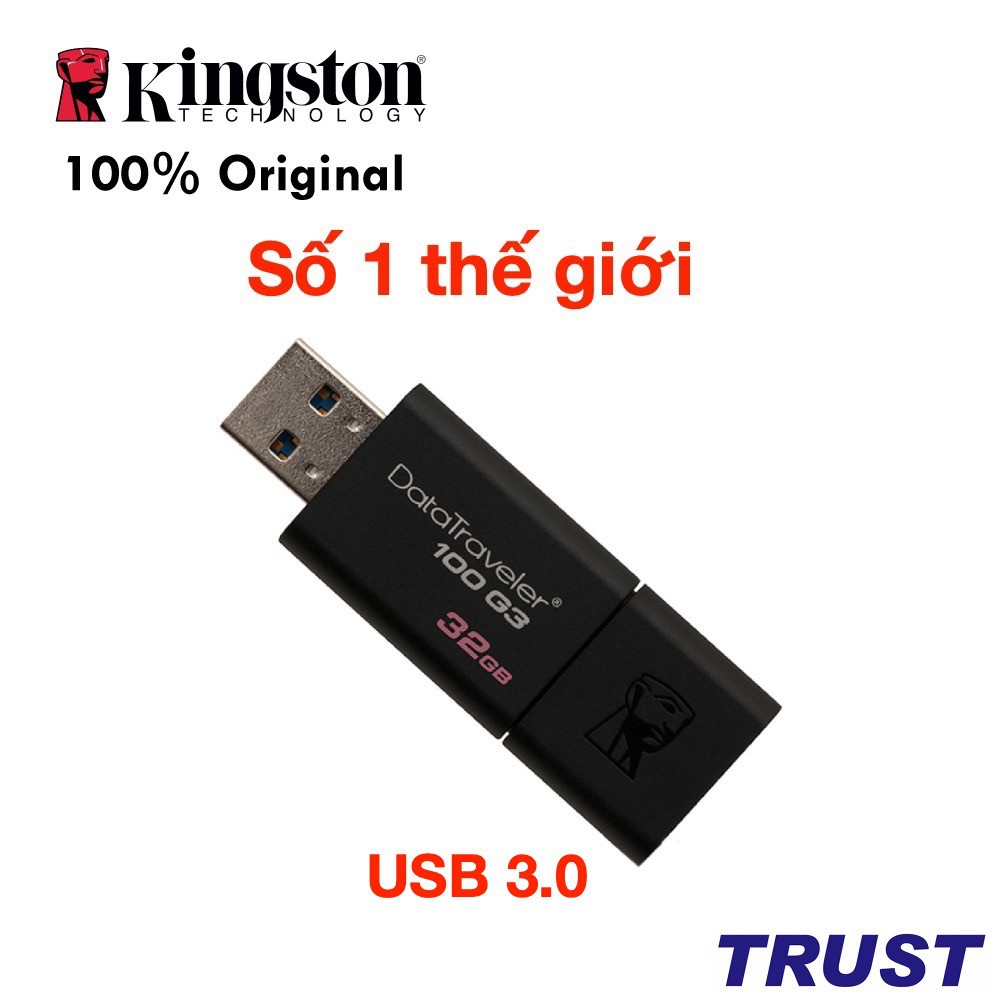 USB 3.0 32GB Kingston DataTraveler 100 -DT100G3/32GB- Bảo Hành 5 Năm- Hàng Chính Hãng