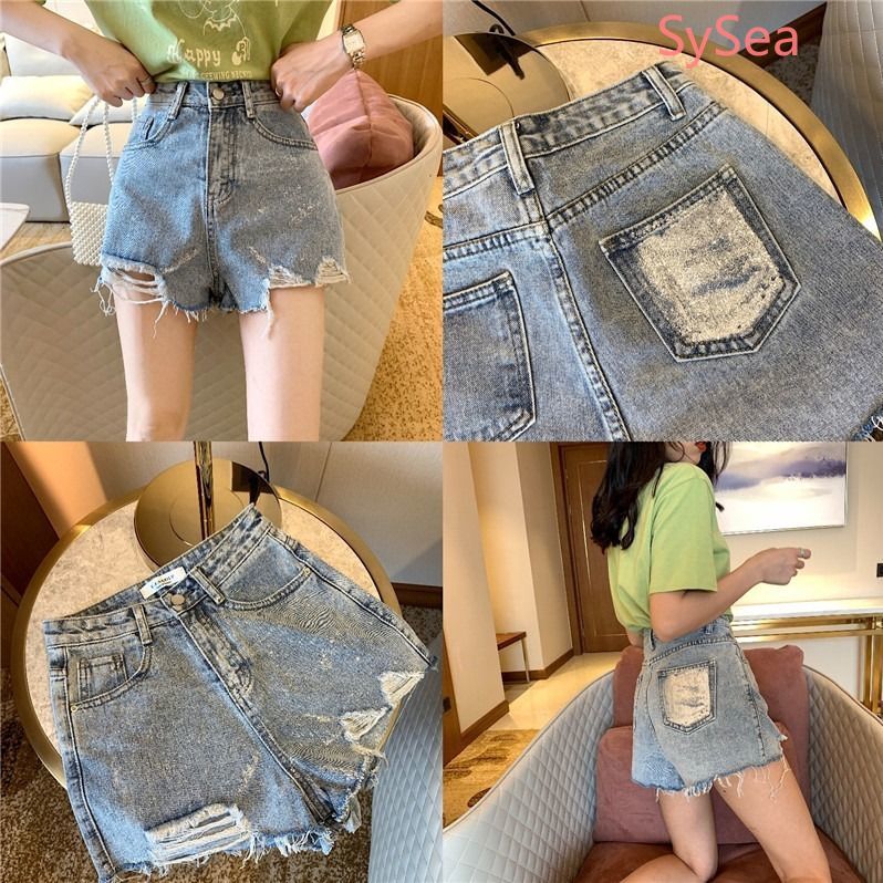 Quần short Denim lưng cao thời trang nữ cá tính