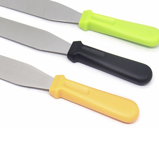 Dao chà láng, dụng cụ trét kem bánh sinh nhật bằng thép không gỉ cán nhựa 8, 10 inch lưỡi cong, thẳng hàng cao cấp