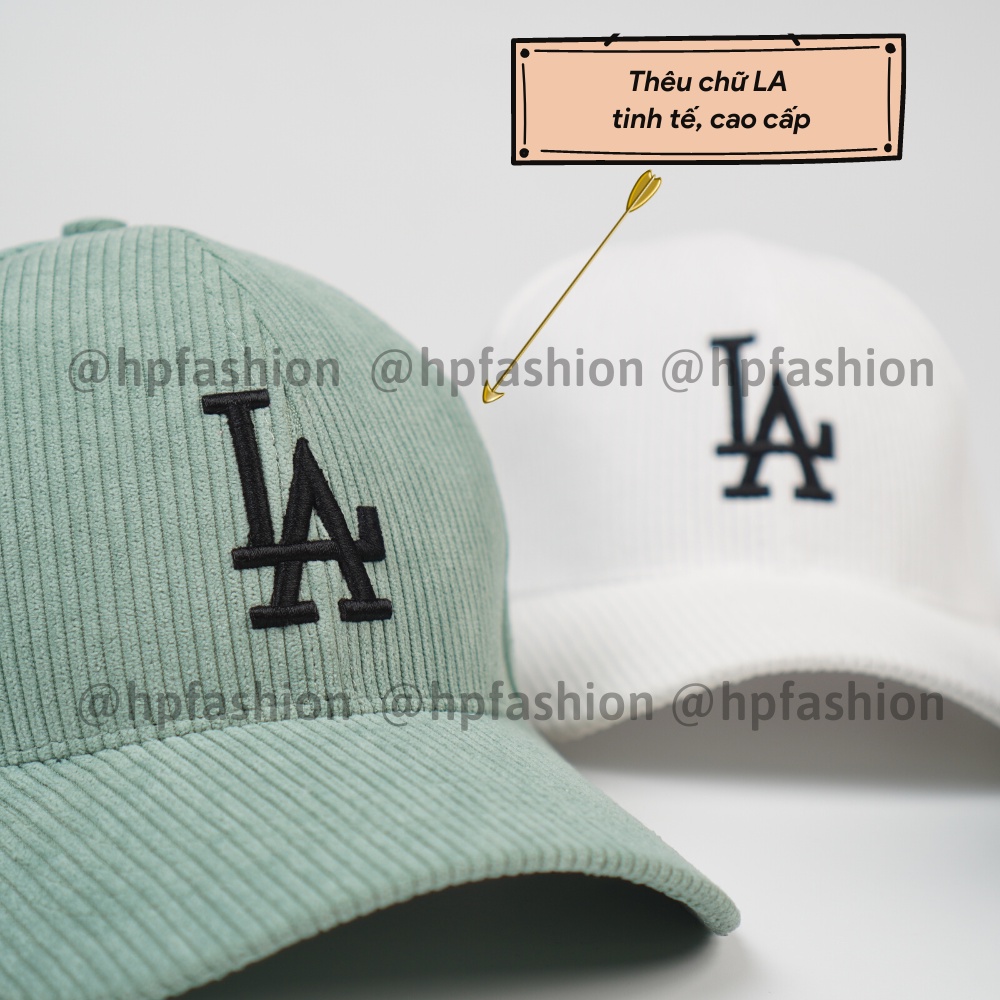 Mũ lưỡi trai ❤️ Nón kết thêu hình chữ LA chất nhung tăm cao cấp form unisex nam nữ N81 - Happy Style