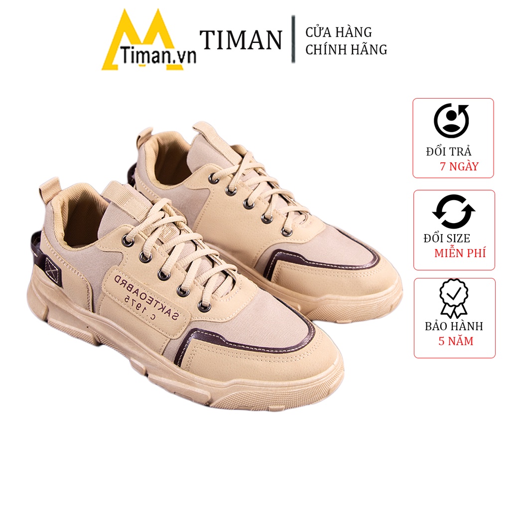 Giày thể thao nam sneaker chất liệu da màu đen đế cao cao cấp độn đế đẹp bảo hành 1 năm FL04 TIMAN