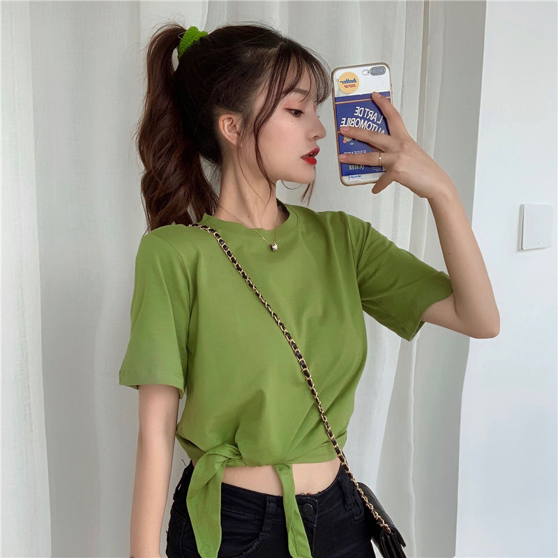 Áo Croptop Ngắn Tay Trơn Màu Xinh Xắn Dành Cho Nữ 2021 | BigBuy360 - bigbuy360.vn