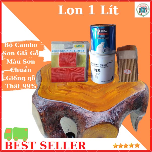 Cambo Sơn Giả Gỗ Màu Chuẩn Cánh Gián, Dụng Cụ Tạo Vân Giả Gỗ Giống Như Thật 99,9% Ai Cũng Vẽ Vân Gỗ Được, Hỗ Trợ Tạo Vân