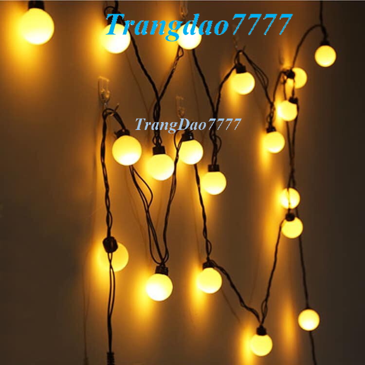 Dây Đèn Led Xài Điện Chống Nước Dài 5M 20 Bóng Đèn Tròn Cherry Ball Ping Pong Trang Trí Sân Vườn Ngoài Trời