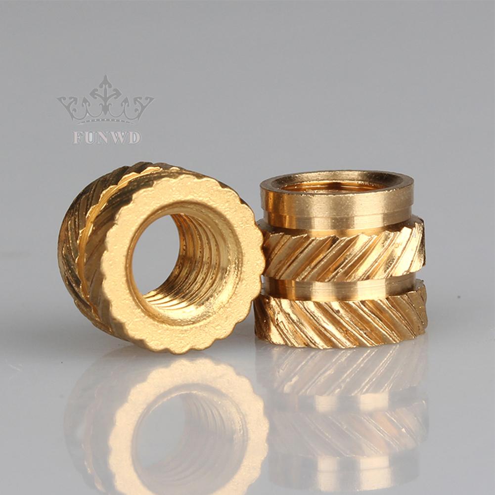 【FUNWD】100PCS Threaded Insert Self-clinching Nut Brass Internal Thread Knurled M5