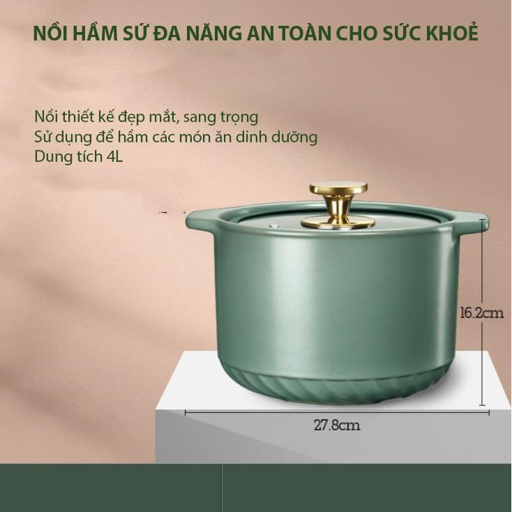 Nồi hầm sứ xanh mintFREE SHIP phong cách Bắc Âu, màu sắc tinh tế thiết kế sang trọng hiện đại