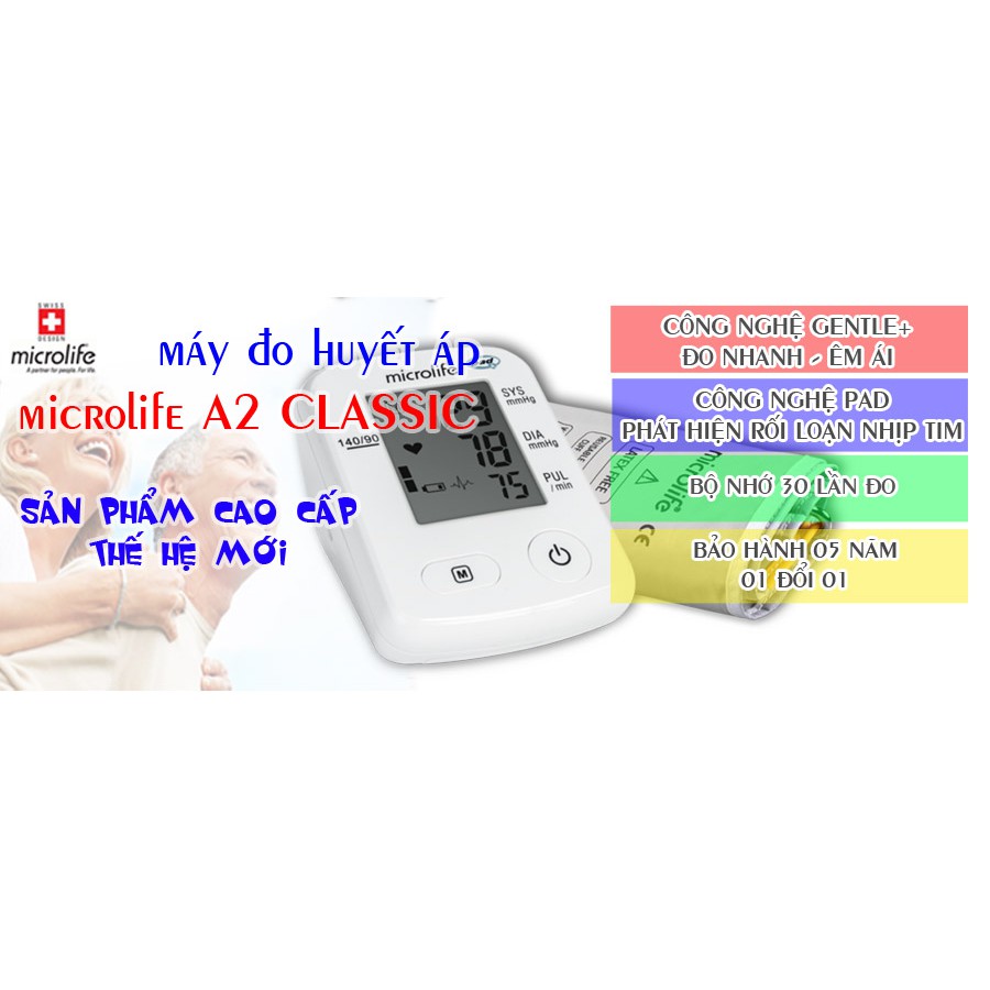 MÁY ĐO HUYẾT ÁP MICROLIFE BP A2 CLASSIC HÀNG CHÍNH HÃNG - BẢO HÀNH 05 NĂM