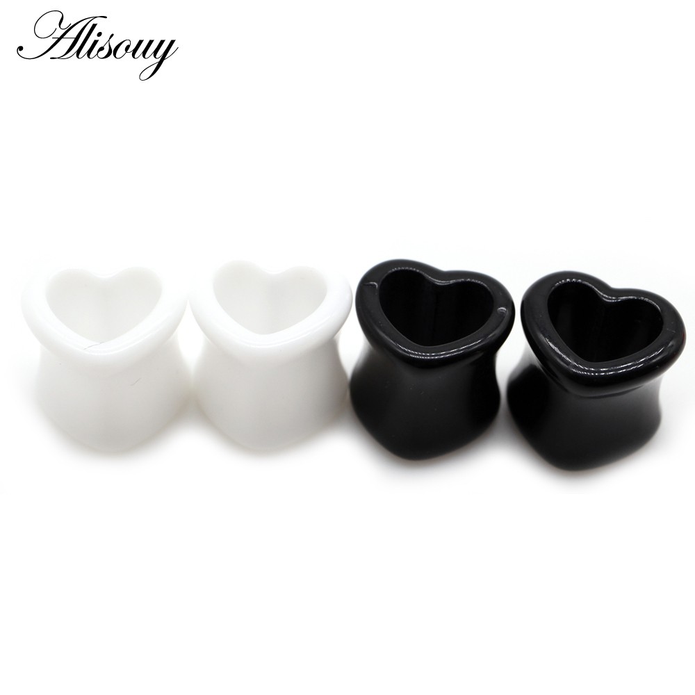Alisouy 1 Cặp Nút Nong Tai Hình Trái Tim Bằng acrylic 4-12mm