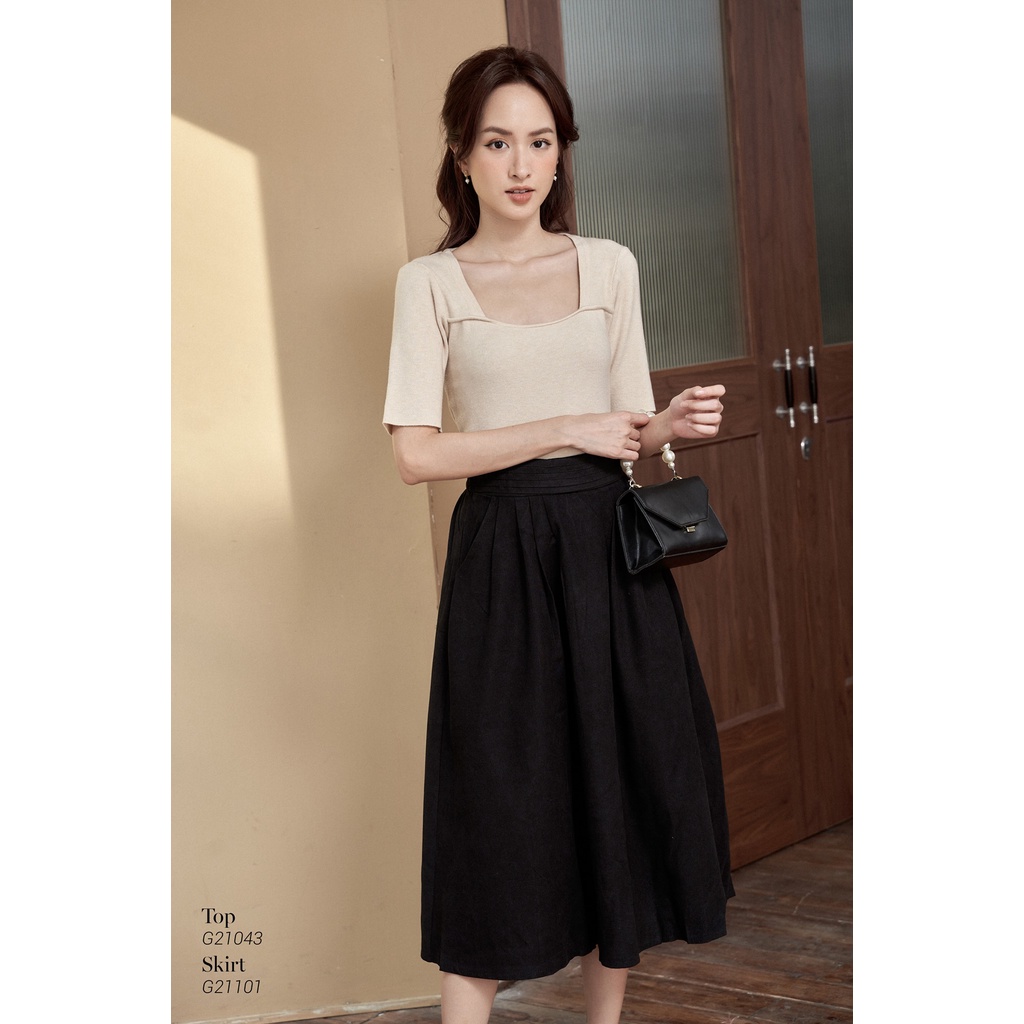Chân váy dáng dài xoè cạp ly ngang chun sau 2 túi TIINSTORE G21101 | BigBuy360 - bigbuy360.vn