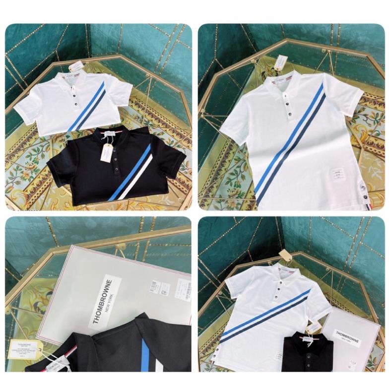 [Sẵn hàng] Áo Thun Nam Thom Browne Kẻ Xanh Hot Trend Hiện Nay - Áo Phống Nam Thom Kẻ Xéo Cao Cấp