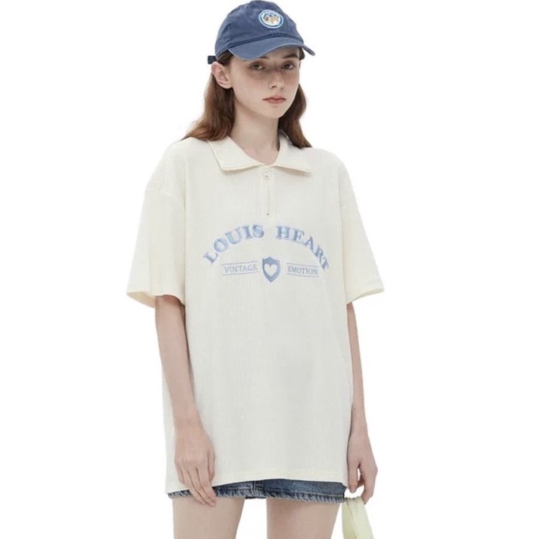 Áo polo louis khóa kéo unisex ⚡ Casper.Store | FREESHIP | ⚡ Thun có cổ tay lỡ dáng suông in hình nam nữ