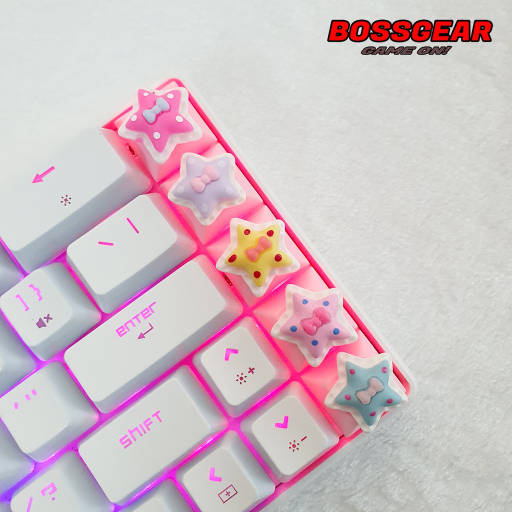 Keycap Lẻ hình ngôi sao nơ cực đẹp và dễ thương ( keycap resin độc lạ )( Keycap Artisan )