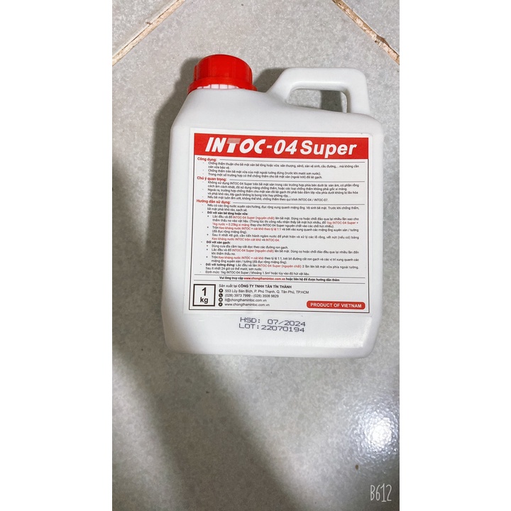 Sơn chống thấm thuận Intoc 04 Super 1Kg dùng chống thấm thuận cho sàn, tường, sân thượng, bể nước...