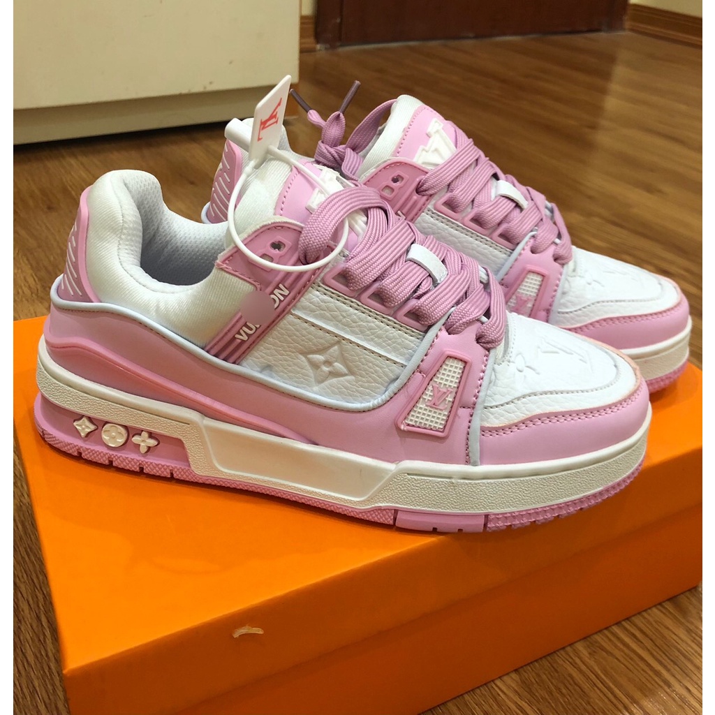 Giày thể thao LV bốn  màu xám, hồng, xanh dương, màu bò. Giày sneaker  LV xám hồng siêu đẹp