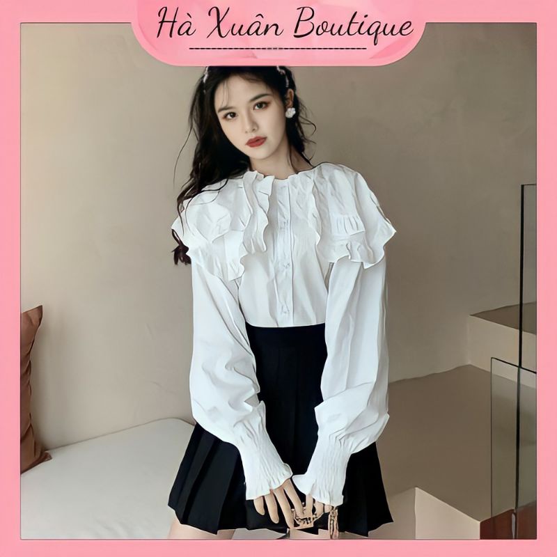 Áo Sơ Mi Cổ Bèo Tiểu Thư Tay Phồng ❤️Áo Tiểu Thư Phòng Cách Hàn Quốc