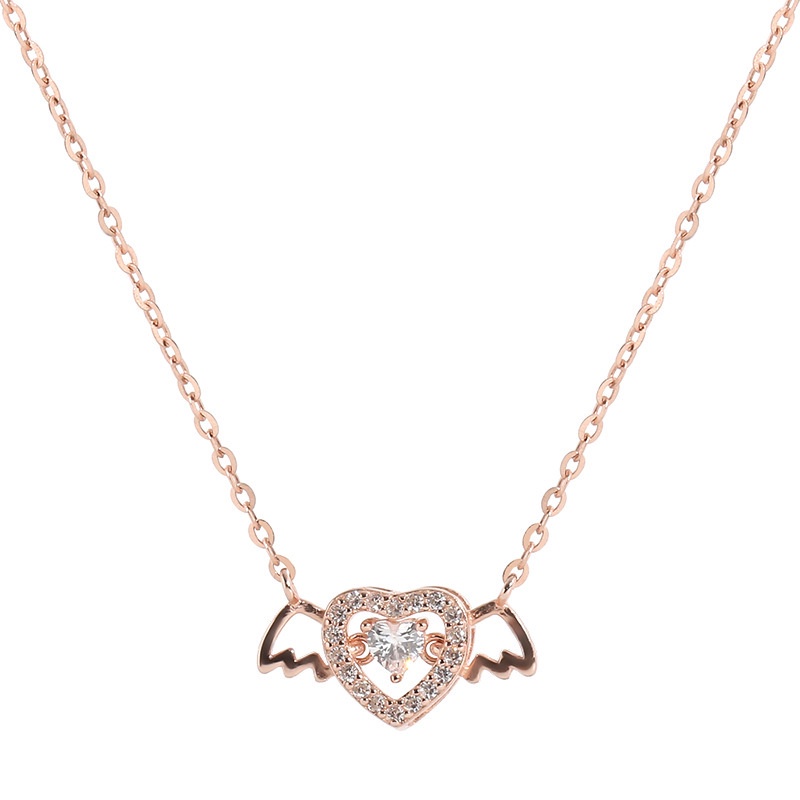 Vòng cổ Mặt Trái Tim Đôi Cánh Thiên Thần Thông Minh Thời Trang Mùa Hè Dành Cho Nữ