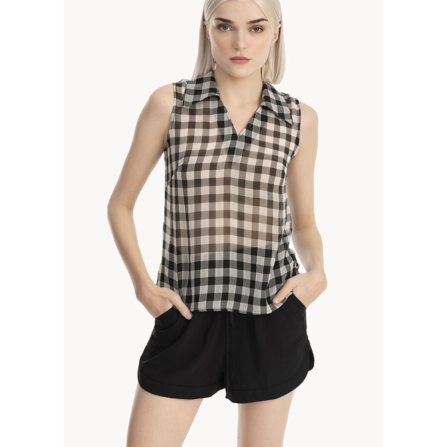 Áo nữ sơmi voan caro xốp mùa hè - MARC FASHION