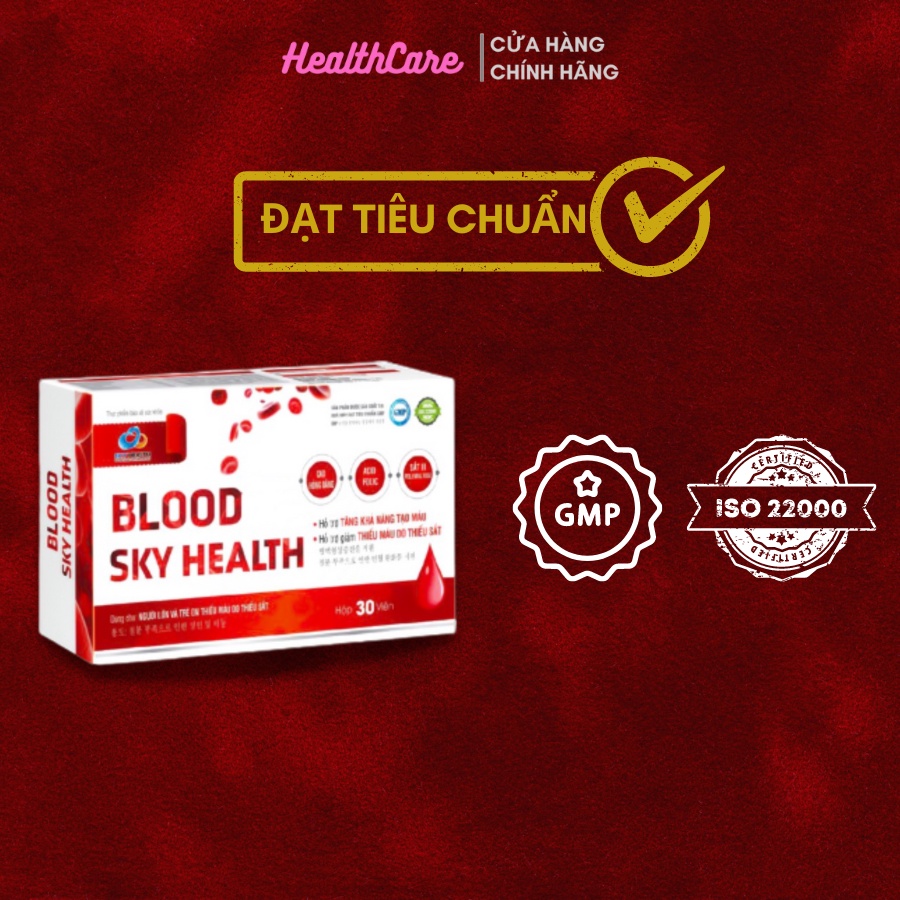 Bổ Sung Sắt, Axit Folic - Bổ Máu Blood Sky Health Giúp Cải Thiện Triệu Chứng Thiếu Máu