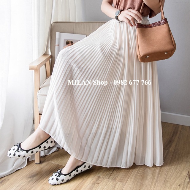 Chân váy voan dập ly dài qua gối hot trend | BigBuy360 - bigbuy360.vn