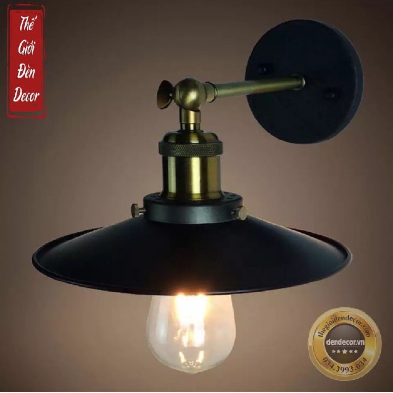 Đèn tường đĩa đui đồng 22cm 26cm 30cm đèn treo tường đĩa bay cổ điển kèm bóng