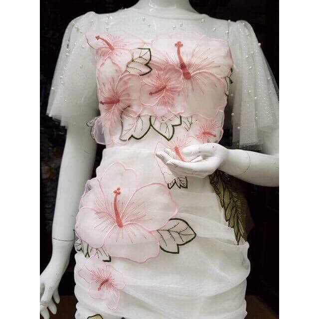 ẢNH VÀ VIDEO THẬT 10000%   đầm body nhún hoa thiêu