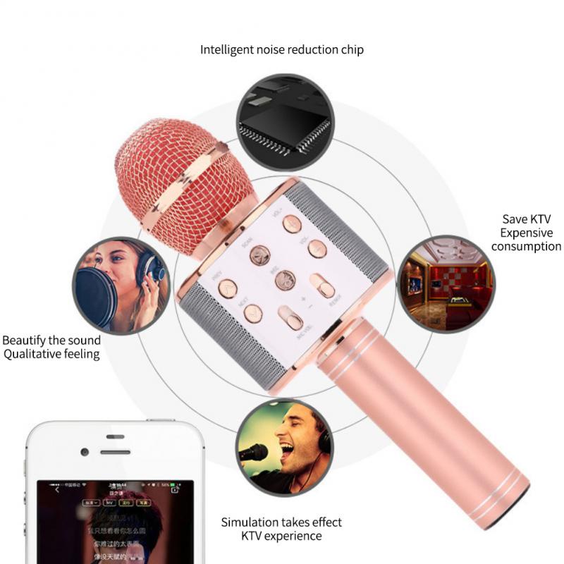 Micro Hát Karaoke Bluetooth WS858 Micro không dây cầm tay Kèm Loa Vừa Nghe Nhạc Vừa Hát Karaoke KTV USB loa di động mic trợ giảng không dây