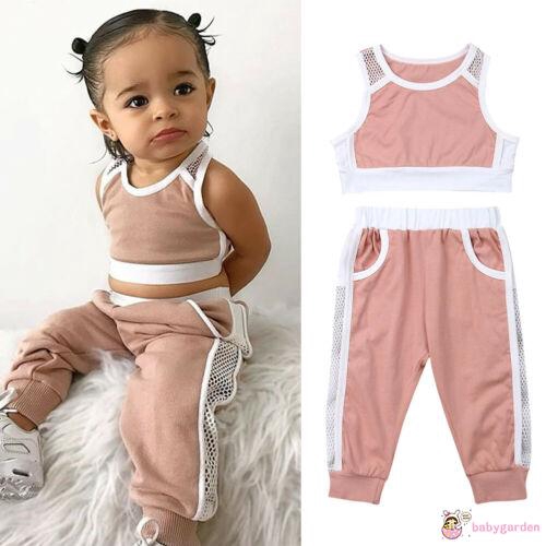 Set áo sát nách và quần dài phong cách thể thao năng động dành cho bé gái