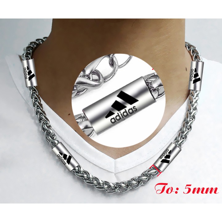Dây chuyền nam inox cao cấp 5mm kiểu bông dừa bọc khoen khắc kí hiệu A đẹp, không đen - Đem lại đẳng cấp cho người đeo
