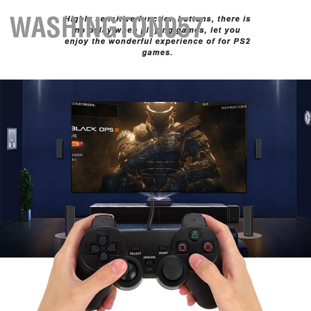 Washington057 Dual Motor Highly Sensitive Wired Gamepad Game Handle for PS2 Console Controller
