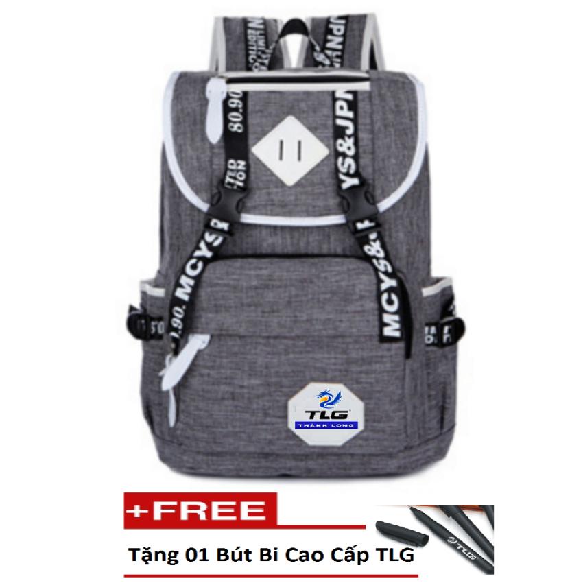 Ba Lô Sinh Viên Cao Cấp Đồ Da Thành Long TLG 064 4(ghi) tặng 01 bút bi cao cấp TLG K 410