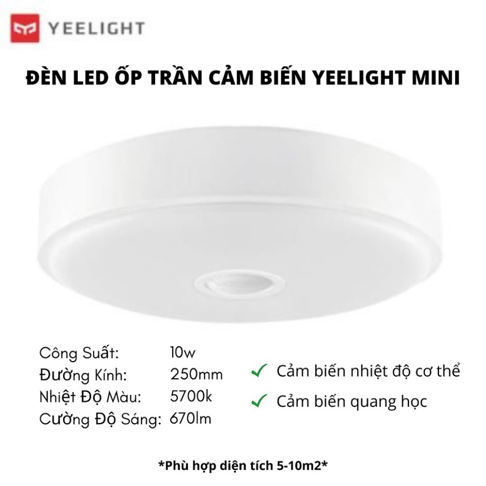 Đèn led ốp trần cảm biến chuyển động Yeelight Crystal Sensory Light Mini 250mm bản quốc tế, đèn trang trí phòng