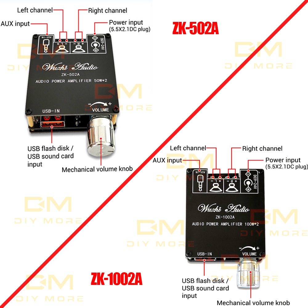 Mô đun khuếch đại âm thanh kỹ thuật số pcbfun ZK-502A/ ZK-1002A kênh 2.0 50W+50W/ 100W+100W