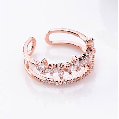 Nhẫn hở ETRENDY 2 lớp đính đá zircon cá tính thời trang cho nữ