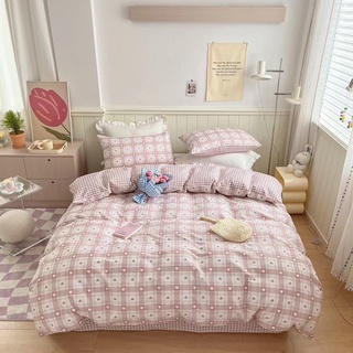 [Chi tiết] Chăn Ga Gối Cotton Living "Tim Hồng Caro" 4 món