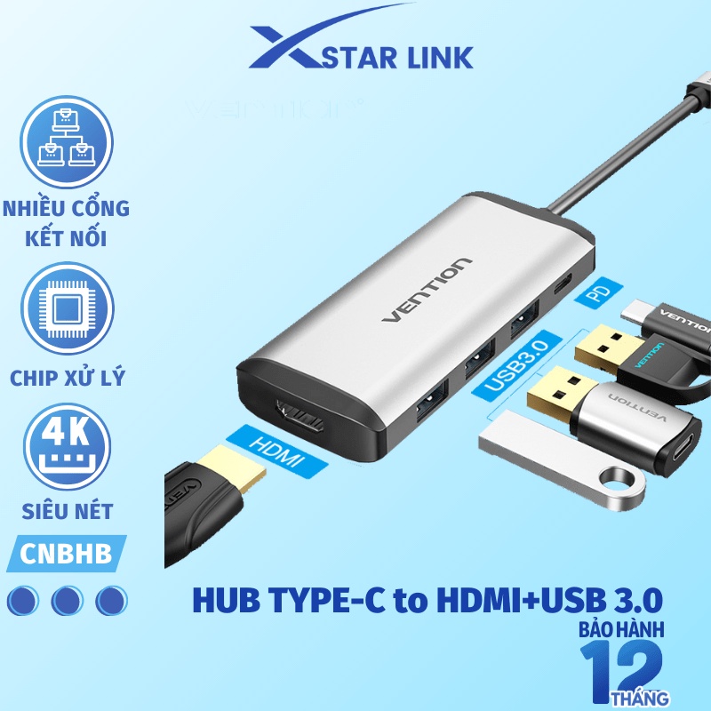 Hub Type-C to HDMI 5 in 1 cho Macbook có sạc nhanh USB 3.0 3 thumbnail