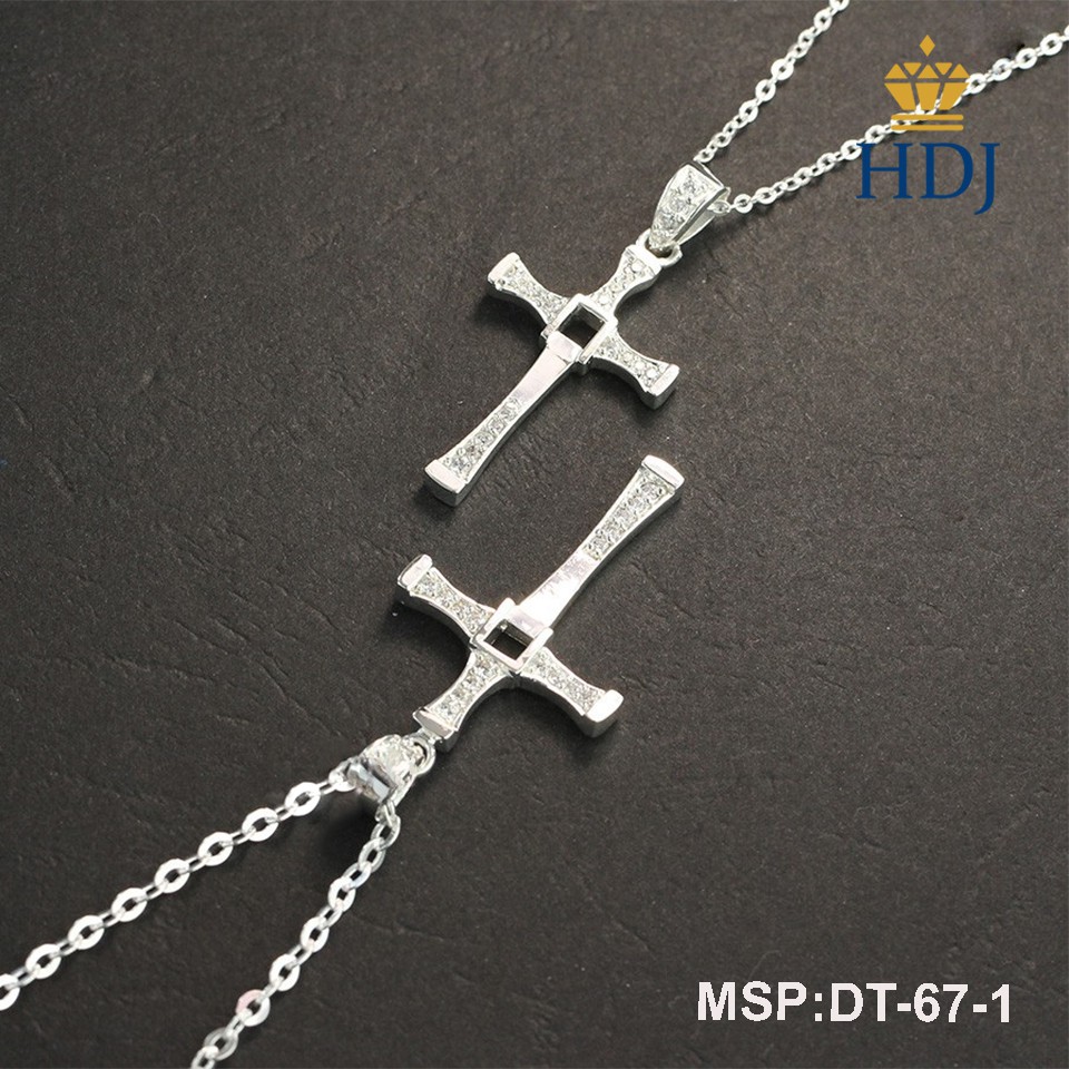 Dây chuyền cặp đôi bạc hình thánh giá đẹp trang sức cao cấp HDJ mã DT-67-1