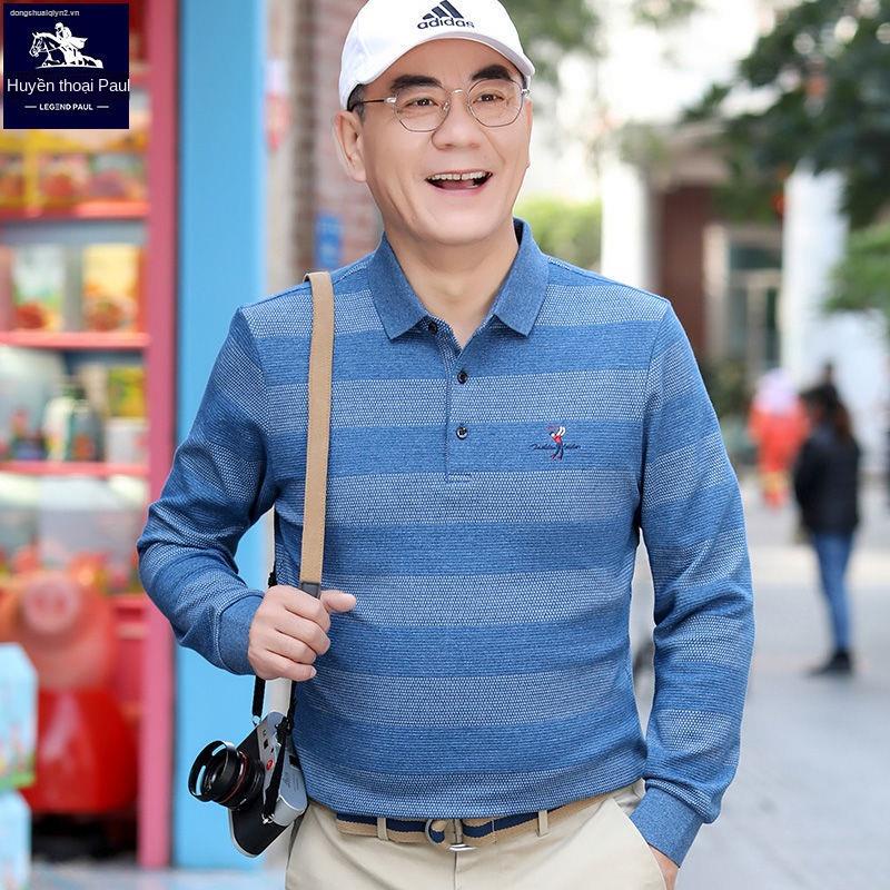 Áo polo tay dài thời trang xuân thu mới cho nam trung niên