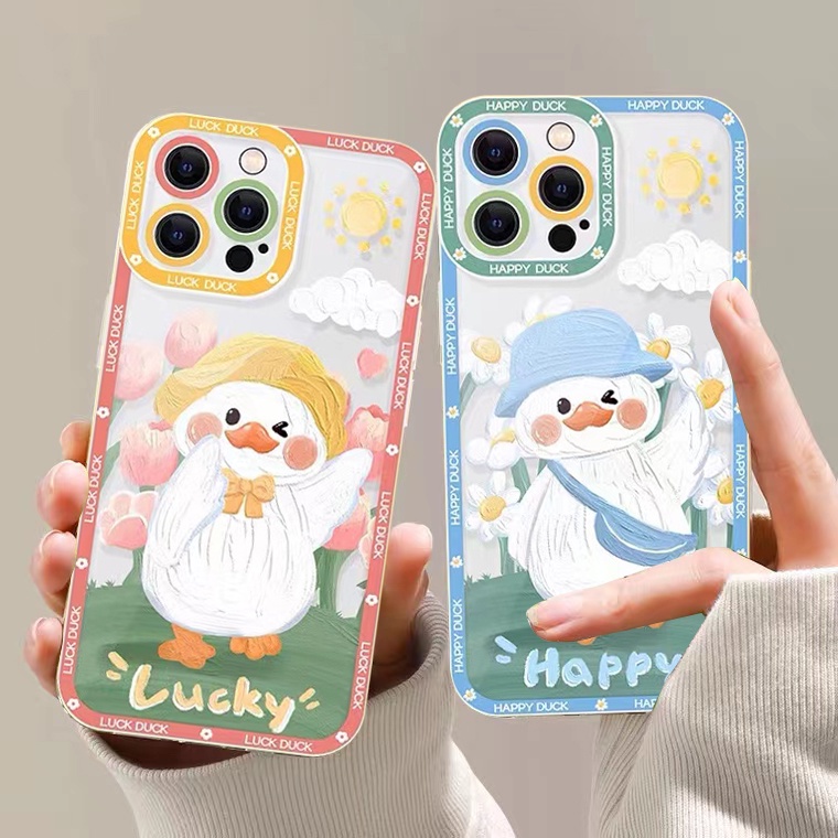 Ốp Điện Thoại Silicon Tpu Mềm Trong Suốt In Hình Vịt Cho iPhone 11 12 13 Pro Max XR X XS Max 6 7 6s 8 plus SE 2020
