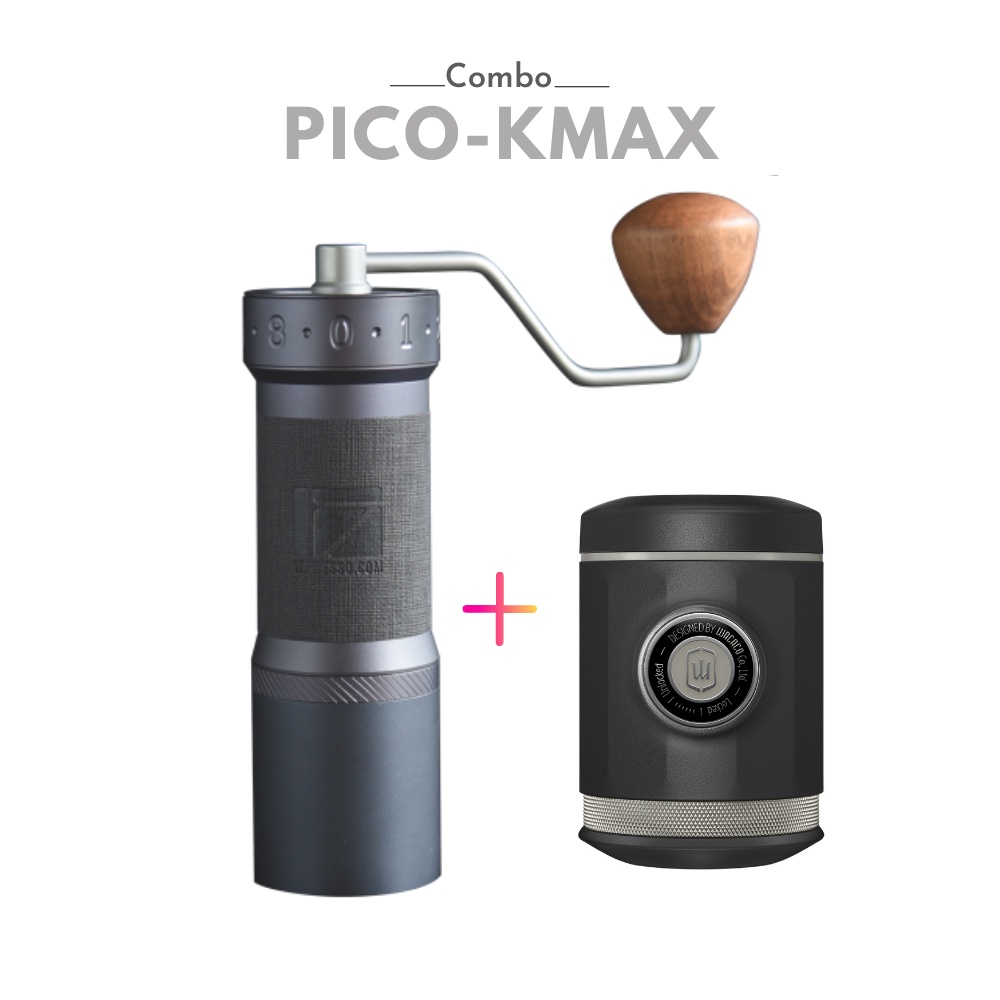 Bộ sản phẩm dụng cụ pha cà phê Wacaco Picopresso và máy xay 1Zpresso K-Max