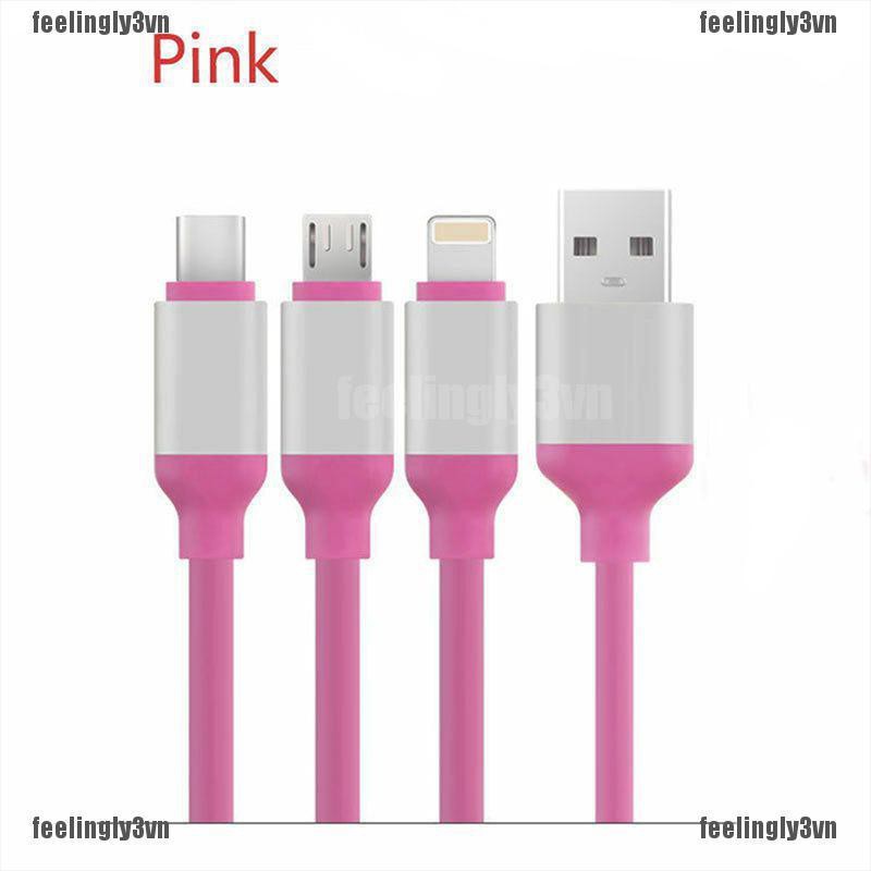 Dây cáp 3 trong 1 cổng Micro USB / Type C / iPhone iOS TO