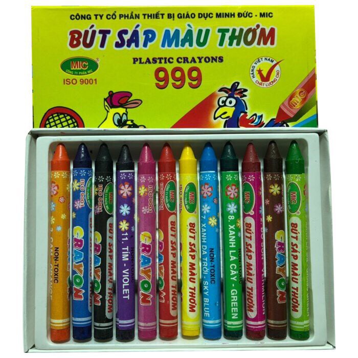 [QUÀ TẶNG 1 BÚT CHÌ] Bút sáp màu thơm 12 màu_bút màu sáp dễ dương cho bé_màu Mic 999