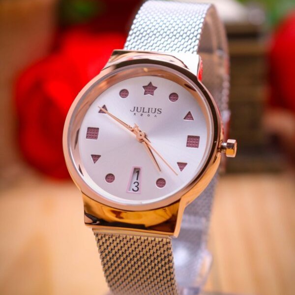 Đồng hồ nữ Julius Hàn Quốc JA-1187A dây thép ( Bạc )